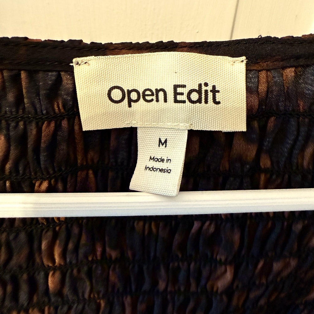 Open Edit Black Smocked Ruffled Blouse - Picture 2 of 2